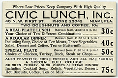 Civic Lunch, Miami, Florida, 1930s