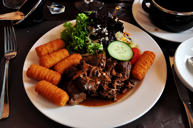 I ate this: Flemish Stew, Potato Croquettes and Salad