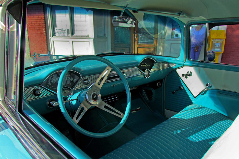 Vintage Blue '55 Chevy Bel Air Interior