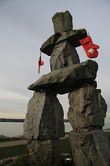 Inukshuk with Olympic Mittens