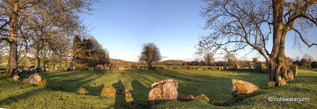 Lough Gur Stone Grange Stone Circle at sunset