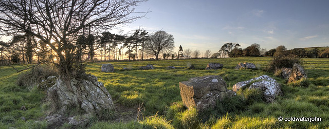 Lough Gur Smaller Stone Circle at sunset