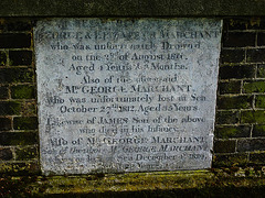 barking church, essex,c19 chest tomb by west tower to members of the marchant family, most of whom seem to have drowned or been lost at sea between 1811 and 1820