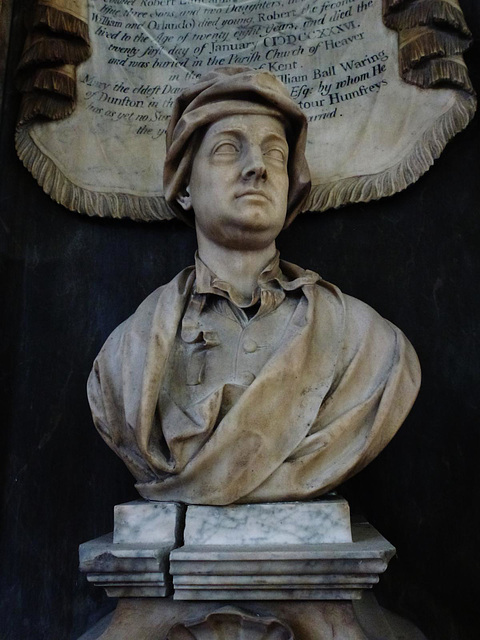 barking church, essex, c18 detail of tomb of sir orlando humphreys, 1737