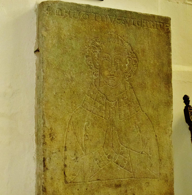 barking church, essex,excellent early c14 incised slab of martin, the first vicar, who died in 1328