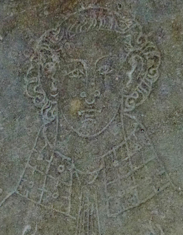 barking church, essex,excellent early c14 incised tomb slab of martin, the first vicar, who died in 1328