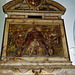 barking church, essex,monument by maximilian colt, 1625, for sir charles montague, showing him seated in a tent guarded by soldiers as if on the eve of battle