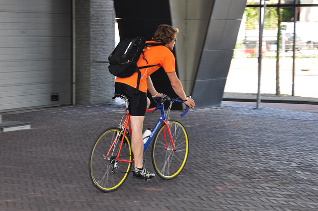 Colourful biker