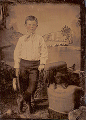 Tintype Boy With Boater Hat