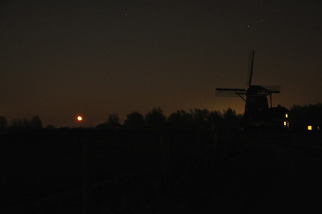 Windmill and Moon