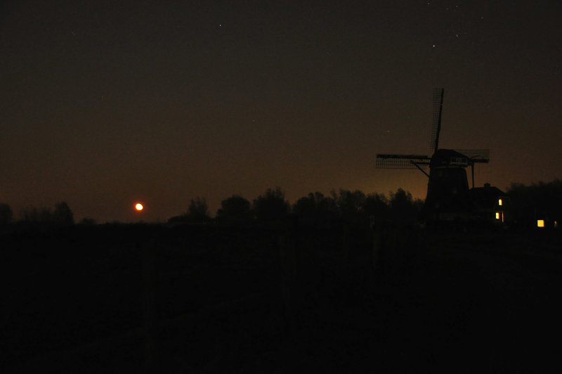 Windmill and Moon