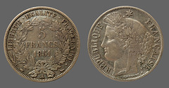 FRANCE: 5 Francs Cérès 1851 A.