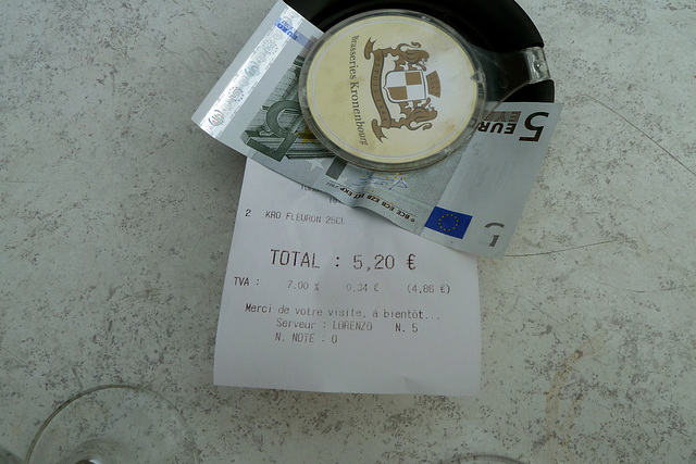 France 2012 – Two beer € 5.20