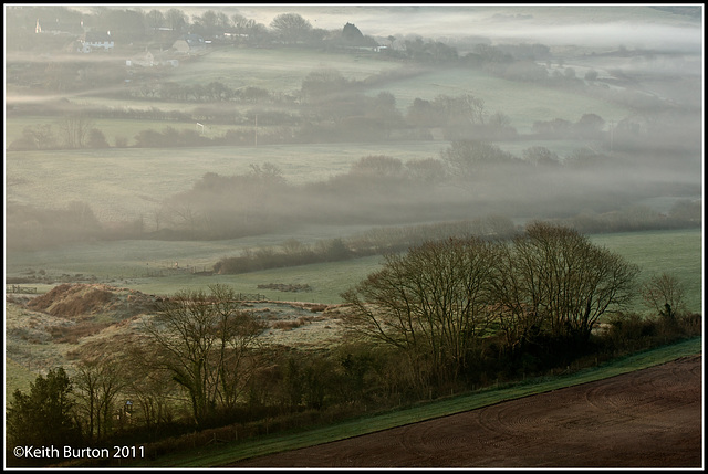 Receding mist near Corfe Castle