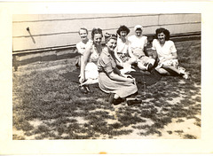 Six brides on a blanket. Norfolk, VA, 1945