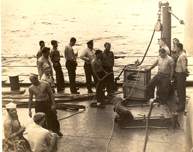 Aboard USS Catamount, Spring, 1945 in the Pacific