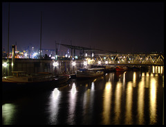 Hamburg, Elbe, during night