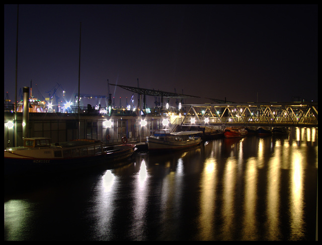 Hamburg, Elbe, during night