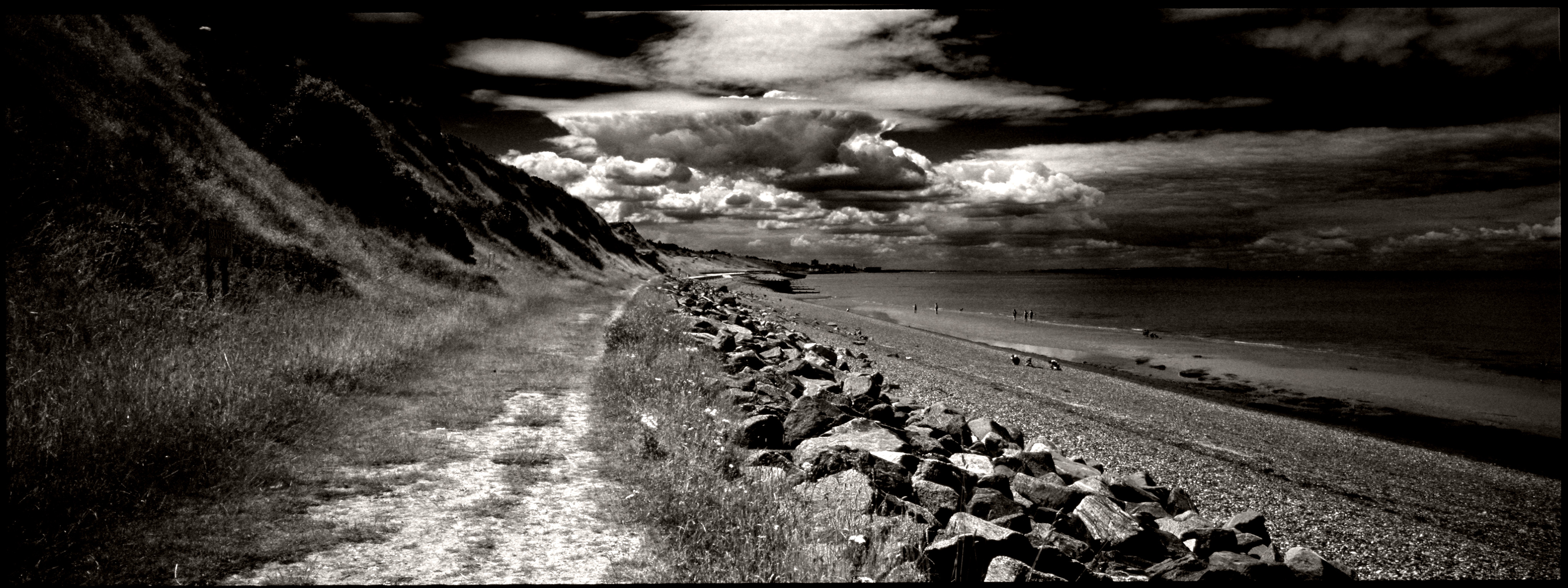 Reculver Cliffs and Bishopstone Glen from below B+W