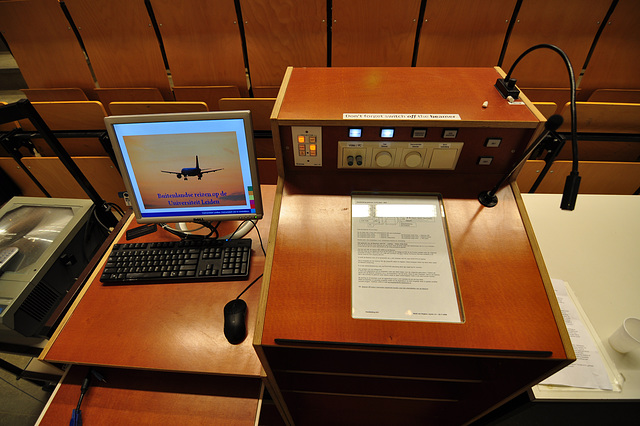 Lecture hall 005 of the Lipsius building of Leiden University