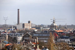 View of the Power Station and the Marekerk in Leiden