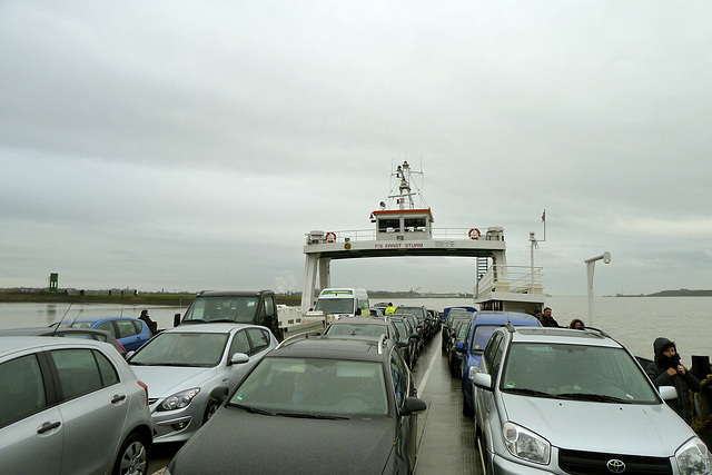 On board of the Elbe ferry Ernst Sturm