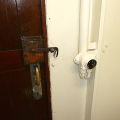 Door handle and light switch on the Elbe ferry