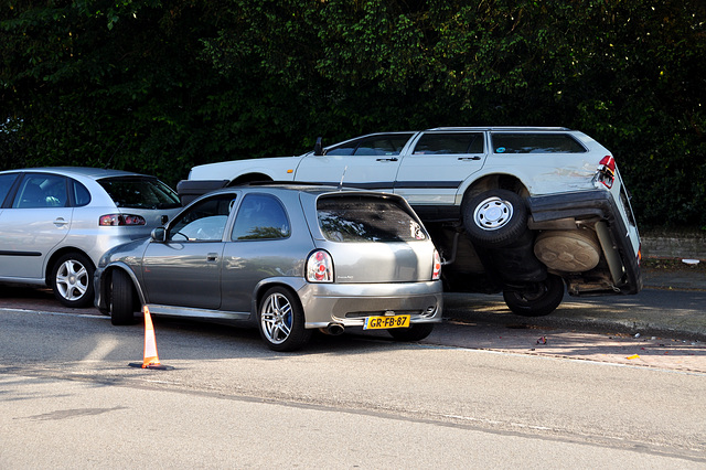 Parking your car under another car