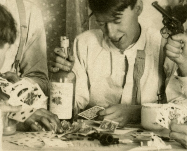 We Had a Big Old Time--Playing Cards and Drinking Wine (Detail)