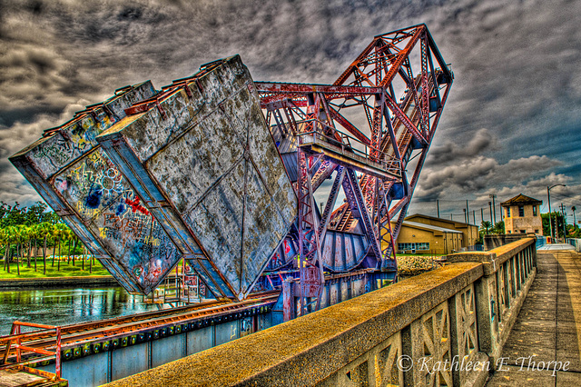 View of Railroad Draw Bridge - Tampa - HDR