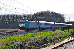 Unmarked loc with carriages of the Austrian railways ÖBB