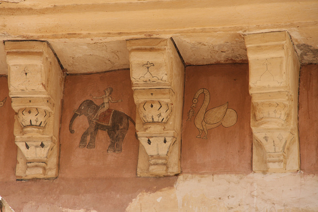 Elephants amid the corbels