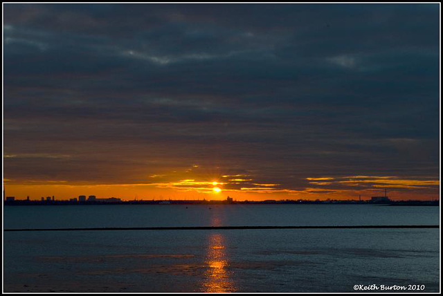 Langstone Harbour sunset and Portsmouth skyline