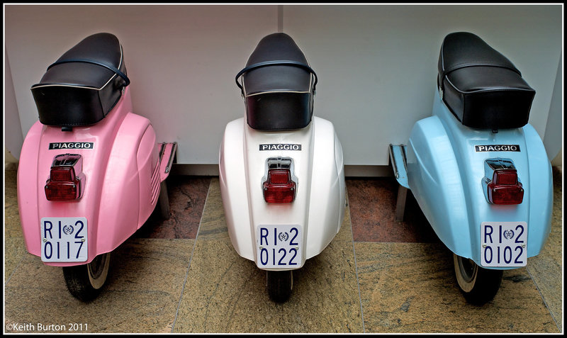 Pink, white and blue........
