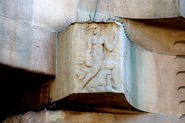 Decorative stone on department store "De Bijenkorf" in The Hague