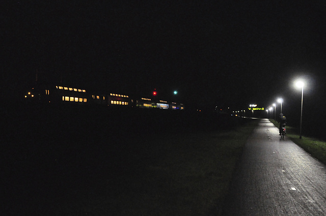 Bicycle path and train