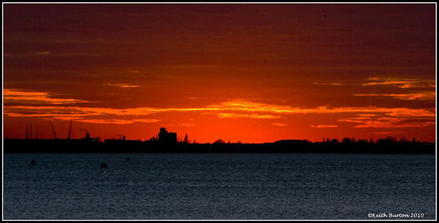 Langstone Harbour sunset and Portsmouth skyline