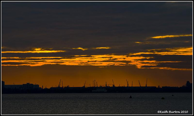 Langstone Harbour sunset and Portsmouth skyline