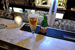 A glass of Vedett Beer