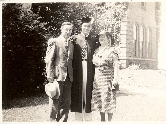 Dad with his parents, UW graduation.