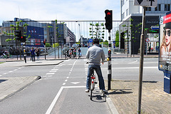 Waiting for the red traffic light