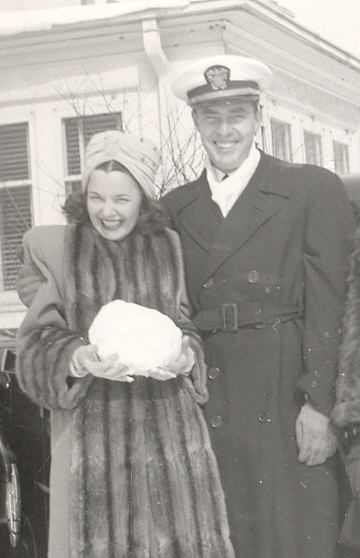 A young woman's first experience with snow, Milwaukee, March, 1946