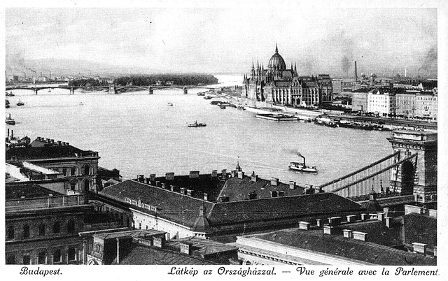 Old postcards of Budapest – View with the parliament