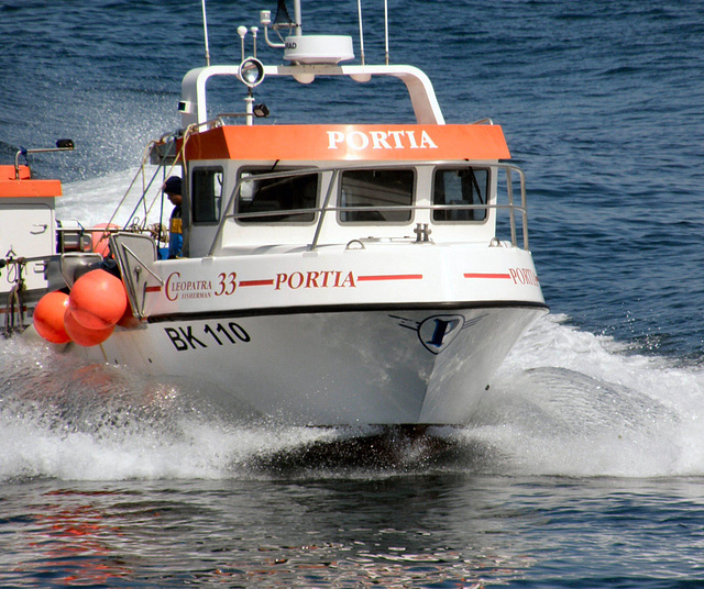 "Portia": Farne Islands ferry near Seahouses, UK.