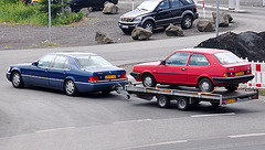 Volvo transported by a Mercedes-Benz S class