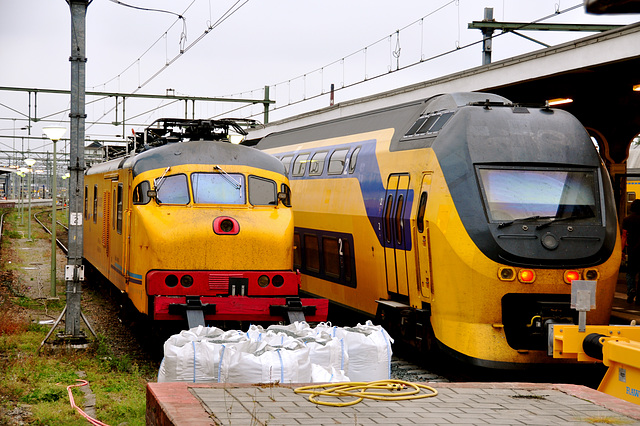 Intercity train on the right and measuring train on the left