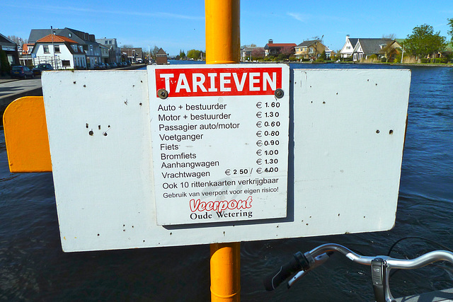 The ferry at Roelofsarendveen – tariffs