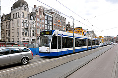 Tram in a traffic jam