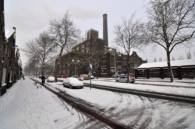 Snow and traffic jam