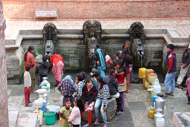 LIning up for water